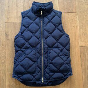 Women's J. Crew Navy Blue Diamond Quilted Down Filled Vest Size XS